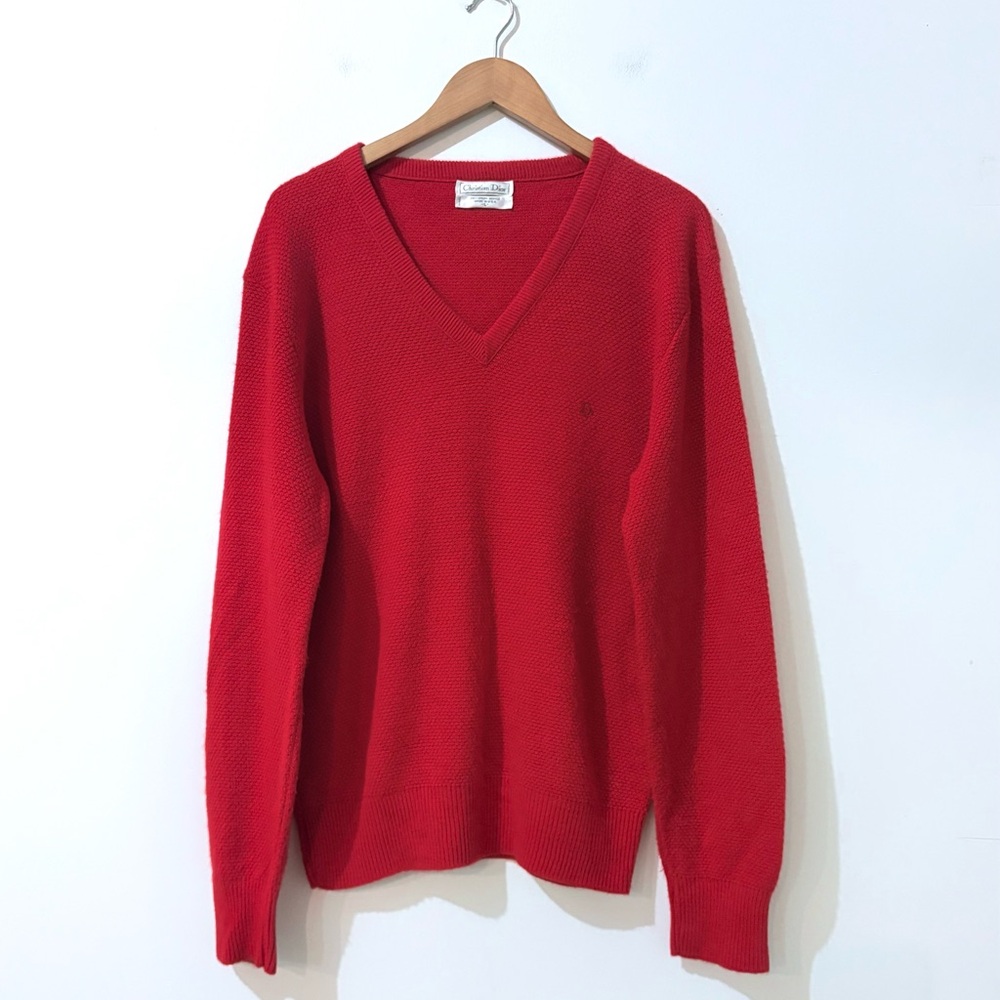 Christian Dior Textured V-Neck Knit Sweater Unisex Luxury Vintage Boyfriend